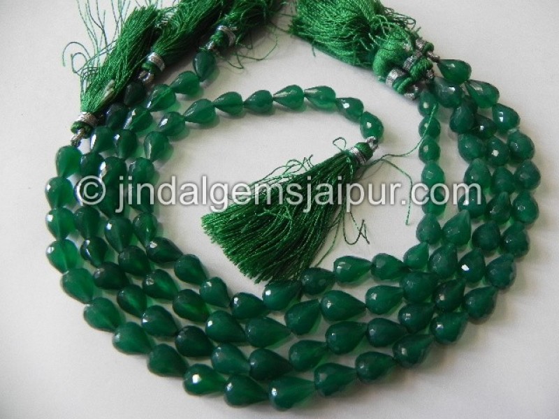 Green Onyx Faceted Drops Shape Beads